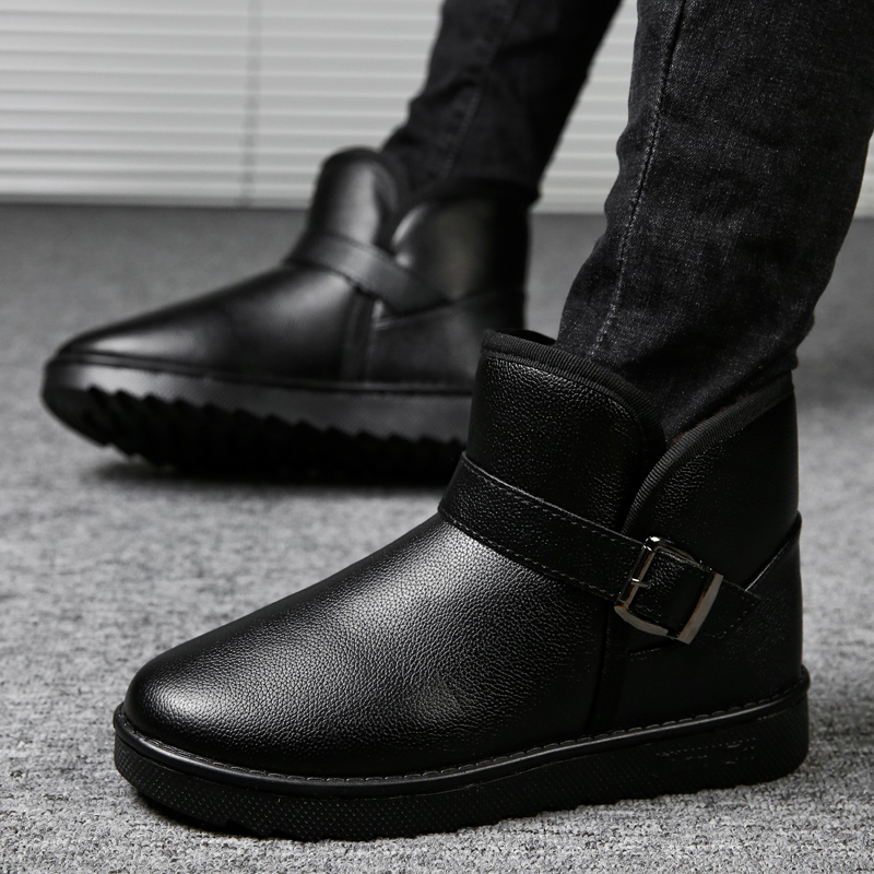 Waterproof Winter Boot - Simple Buckle Design Men's Fleece-Lined Cotton