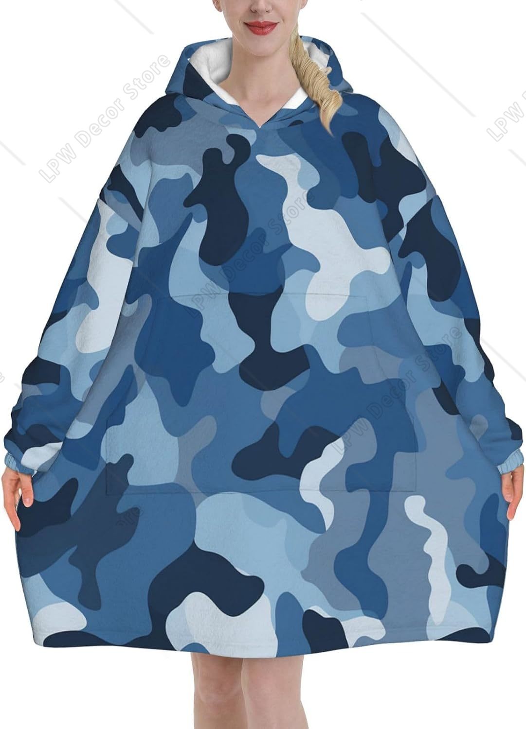 Classic Blue Camo Wearable Bla - đánh giá và giá Sherpa Hoodie Fleece