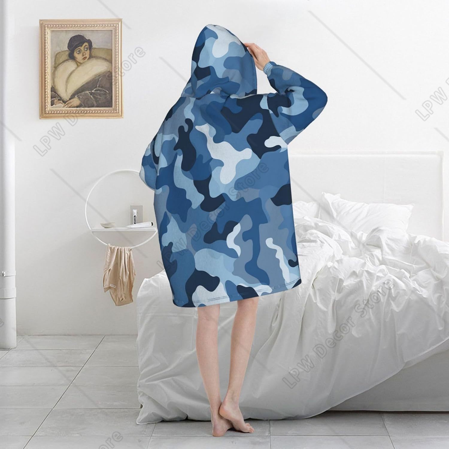 Classic Blue Camo Wearable Bla - đánh giá và giá Sherpa Hoodie Fleece