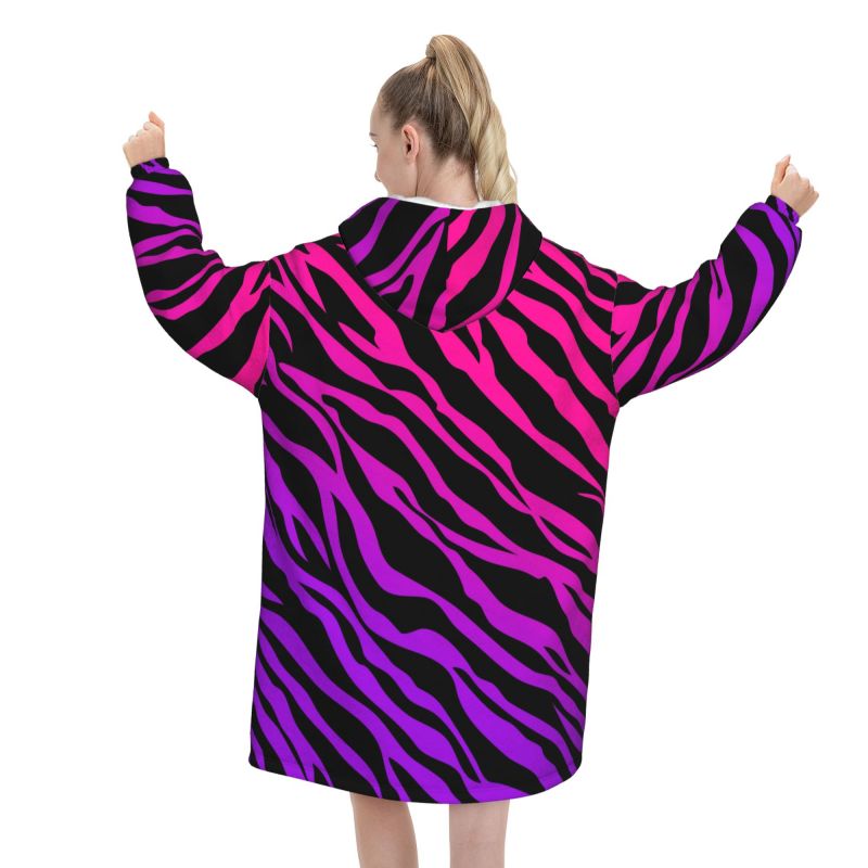 Zebra Stripe Print Wearable Bl - đánh giá và giá Sherpa Hoodie Fleece